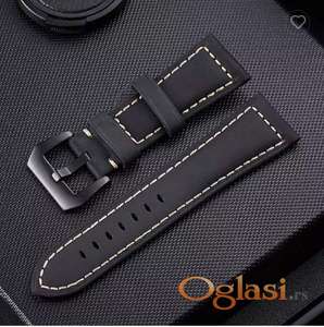 Kozni kais crni sa crnom kopcom 22mm Samsung,Huawei,Amazfit watch